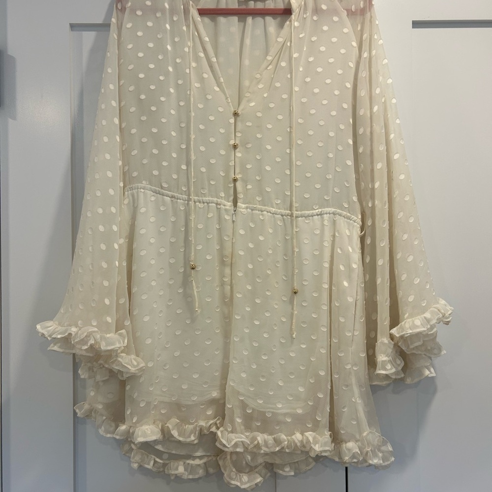 Zimmerman Elegant Cream Polka Dot romper